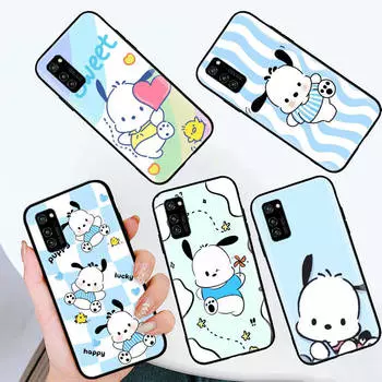 Черный чехол для iPhone 16 15 Plus 14 13 12 11 Pro 8 6 SE XR XS Max P30 Nova 5T Y5P Y6 Y7 Y8P Y9 Realme C30 C33 C31 L-29 Cute Pochacco iPhone 14 Pro Max индиго