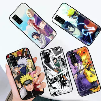 Черный чехол для iPhone 16 15 Plus 14 13 12 11 Pro 8 6 SE XR XS Max P30 Nova 5T Y5P Y6 Y7 Y8P Y9 Realme C30 C33 C31 W-79 Аниме Наруто iPhone X аэро