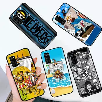 Черный чехол для iPhone 16 15 Plus 14 13 12 11 Pro 8 6 SE XR XS Max P30 Nova 5T Y5P Y6 Y7 Y8P Y9 Realme C30 C33 C31 W-77 One Piece Anime VIVO V29 жасмин