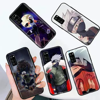 Черный чехол для iPhone 16 15 Plus 14 13 12 11 Pro 8 6 SE XR XS Max P30 Nova 5T Y5P Y6 Y7 Y8P Y9 Realme C30 C33 C31 W-68 Наруто Какаши iPhone 6S жасмин