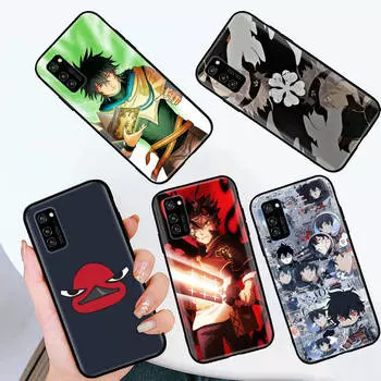 Черный чехол для iPhone 16 15 Plus 14 13 12 11 Pro 8 6 SE XR XS Max P30 Nova 5T Y5P Y6 Y7 Y8P Y9 Realme C30 C33 C31 W-48 Black Clover VIVO V23 кожа буйвола