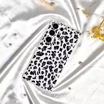 Черный чехол для мобильного телефона Samsung S23A55 с леопардовым принтом - полная защита от падения с линз Samsung S23 прозрачный