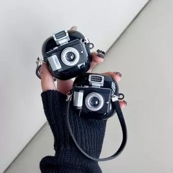 Черный чехол для наушников с 3D-камерой и рисунком для Samsung Galaxy Buds 2 Pro Live, чехол для Galaxy Buds2 Pro, мягкий чехол из ТПУ, полная защита с ремешком for Galaxy Buds Live