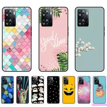 Черный чехол для Oppo A57 4G, мягкий силиконовый противоударный чехол с милым рисунком, 6,56 дюйма, полный защитный бампер PFTM20 A57-Style 1