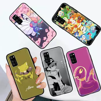 Черный чехол для OPPO Reno 8 6 5 4 Pro Plus Find X3 A17 A3 A31 A38 A40 A53 A54 A55 A74 A76 A78 A77 A80 A94 A95 A96 Lite P-35 Милые Покемоны Пикачус OPPO A74 5G кожа буйвола