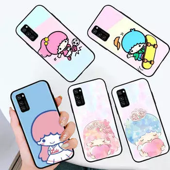 Черный чехол для OPPO Reno 8 6 5 4 Pro Plus Find X3 A17 A3 A31 A38 A40 A53 A54 A55 A74 A76 A78 A77 A80 A94 A95 A96 Lite L-31 Cute Little Twin Stars OPPO A38 кожа буйвола