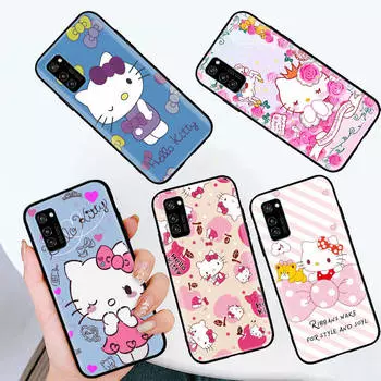 Черный чехол для OPPO Reno 8 6 5 4 Pro Plus Find X3 A17 A3 A31 A38 A40 A53 A54 A55 A74 A76 A78 A77 A80 A94 A95 A96 Lite L-22 Hello Kitty OPPO Reno 5 Pro 5G эбеновый