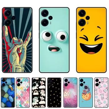 Черный чехол для Poco F5 Pro PocoF5, милая задняя крышка с мультяшным рисунком на Poco F5, силиконовый ультратонкий противоударный чехол с полной защитой Poco F5 5G белый