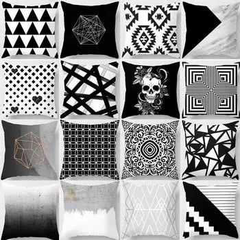 Черный чехол для подушки с геометрическим буквенным принтом, наволочка для дивана, домашний декор для спальни, автомобильный офисный декор, аксессуары 40x40 см 45x45 см 40x40cm