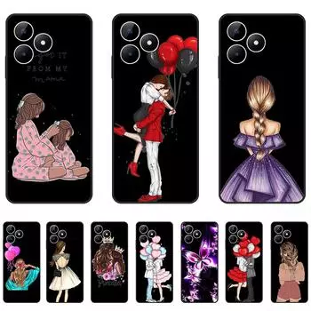 Черный чехол для Realme C53, роскошный мягкий чехол из ТПУ для Realme C53, силиконовый бампер 6,74 дюйма, ультратонкий прочный RMX3760, полная защита C53-Style 1