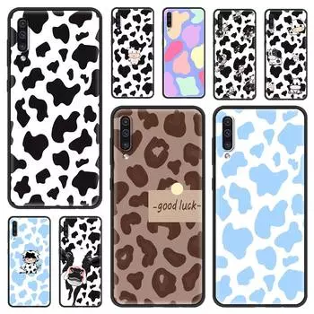 Черный чехол для Samsung A90 5g A80 A70s A70 A60 A50s A50 A40 A30s A30 A20s A20 A20e A10s A10 A10e, чехол с милой коровкой for Samsung A90 5G