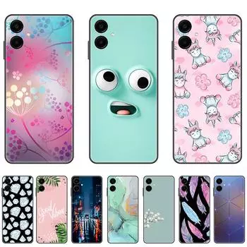 Черный чехол для Samsung Galaxy A06 Cute Cartoon 6.7 дюймов Мягкие чехлы Sinlicon на заднюю крышку GalaxyA06 противоударный бампер белый