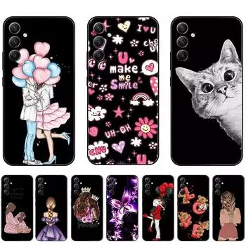 Черный чехол для Samsung Galaxy A34 5G, роскошный бампер из ТПУ с рисунком на Samsung GalaxyA34, задняя крышка, 6,6 дюйма, противоударный, ультратонкий Galaxy A34-Style 1