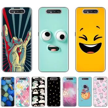 Черный чехол для Samsung Galaxy A80 GalaxyA80 Чехол CuteSilicon Back 6,7 дюймов противоударный Ультратонкий бампер Полная защита A80-Style 1