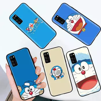 Черный чехол для Samsung Note 20 Lite S24 Ultra S23 A03 A05 A06 A11 A71 A15 A16 A13 A24 A25 A33 A52 A53 A50 M55 M35 Plus W-55 Милый Дораэмон Samsung A51 кожа буйвола