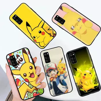 Черный чехол для Samsung Note 20 Lite S24 Ultra S23 A03 A05 A06 A11 A71 A15 A16 A13 A24 A25 A33 A52 A53 A50 M55 M35 Plus P-34 Pokemon Pikachu Samsung A05s арлекин