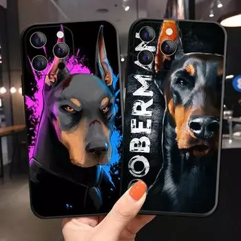 Черный чехол для телефона Doberman Animal Dog для iPhone 11 12 13 Pro Max X XS XR Max 7 8 Plus 6S 13Mini, мягкий силиконовый чехол из ТПУ, Fundas iPhone 6 6s