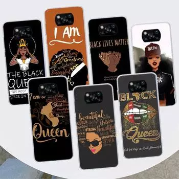 Черный чехол для телефона Girl Queen Melanin Poppin для Xiaomi Mi 11 Lite 11i 12X 12 9 8 11T 10T 9T Pro 10 5X 6X Ultra 5G Cover Coque Cap Xiaomi Mi 11 Lite