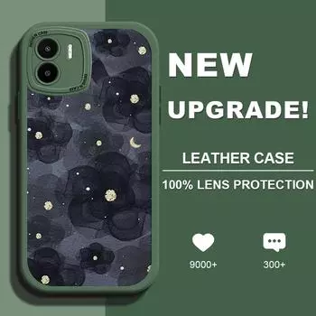 Черный чехол для телефона из искусственной кожи с рисунком камелии для iPhone 15 14 13 12 Pro Max Samsung Galaxy S23 Ultra S20 FE A52 Redmi Xiaomi POCO Мягкий чехол Xiaomi Redmi 12C