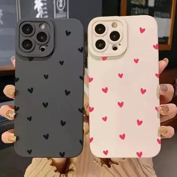Черный чехол для телефона Love Heart для iPhone 16 14 15 13 12 11 Pro Max X XR XS 7 8 15 16 Plus SE 2020 противоударный силиконовый мягкий чехол For iPhone 14Pro Max синий/чёрный