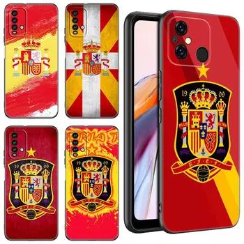 Черный чехол для телефона с испанским флагом для Xiaomi Redmi 11 Prime 11A 12C 13C A1 A2 Plus 12 4G 10 5G 8A 9A 10A 9C 10C 9i 12R Note 9T Redmi 9