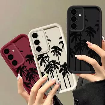 Черный чехол из кокосового дерева для телефона Samsung S24 FE S23 Ultra S22 S21 FE S20 A55 A54 A53 A52 A35 A34 A15 A14 противоударный силиконовый мягкий чехол SamsungS24 кофейный