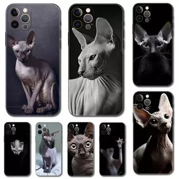 Черный чехол для телефона с котом сфинксом для iPhone 5 5S 2020se 6 6s 7 8 plus x 10 XR XS 11 12 13 mini pro MAX, черная задняя крышка из ТПУ iphone 5 5S SE 2016