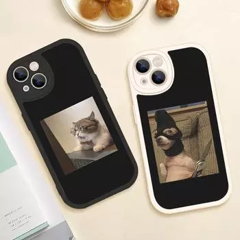 Черный чехол для телефона с милым забавным рисунком животных для Iphone 14 13 11 12 Pro MAX 13 12 MiNi 7 8 14 plus X XS XR, чехлы из кожи овчины с героями мультфильмов 13 pro max