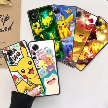 Черный чехол для телефона с рисунком аниме, супер милый Пикачу для Xiaomi Mi 13 13Pro 12X 12 11 11T 11i 10T 10 Pro Lite Ultra 5G 9T 8 Mi A3(CC9E)