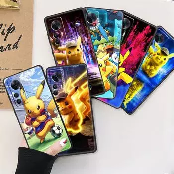 Черный чехол для телефона с рисунком Пикачу и покемонами для Xiaomi Mi 13 13Pro 12X 12 11 11T 11i 10T 10 Pro Lite Ultra 5G 9T 8 Mi A3(CC9E)