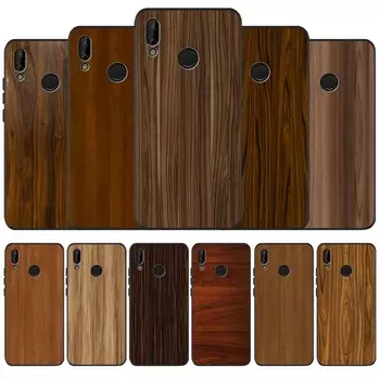 Черный чехол для телефона с текстурой дерева для Huawei P40 P30 P20 P10 Pro P9 Lite nova 4E 6SE Psmart 2 2019 Y6 9 Prime cover Shell Huawei P9 Lite