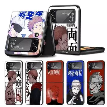 Черный чехол для телефона Samsung Galaxy Zflip3 Zflip Z Flip 3 5g Z Flip 4 Zflip4 Flip3 Shell с рисунком аниме Jujutsu Kaisen Cover Samsung Z Flip 5G