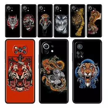 Черный чехол для Xiaomi Mi Poco X3 NFC M4 F3 C40 11 11T 10T Pro 12 9T 9 10 Lite, чехол из ТПУ для телефона с изображением тигра и животного Xiaomi Poco M3