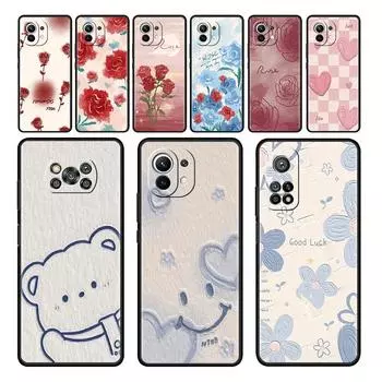 Черный чехол для Xiaomi Mi Poco X3 NFC M4 F3 C40 11 11T 10T Pro 12 9T 9 10 Lite ТПУ чехол для телефона милый цветок Xiaomi Poco M3