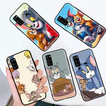 Черный чехол для Xiaomi Poco X6 X4 M5 M6 F5 F6 C65 C55 C50 C51 C40 Pro Redmi 14C A3X 13C 12C 11T 10A 9C Note 7 6 8A Plus C-46 Tom Jerry Cat Cartoon Redmi Note 9S зелёный