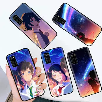 Черный чехол для Xiaomi Poco X6 X4 M5 M6 F5 F6 C65 C55 C50 C51 C40 Pro Redmi 14C A3X 13C 12C 11T 10A 9C Note 7 6 8A Plus W-69 Ваше имя Аниме Xiaomi Poco C55 капри