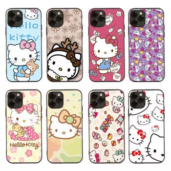 Черный чехол для Xiaomi Poco X6 X4 M5 M6 F5 F6 C65 C55 C50 C51 C40 Pro Redmi 14C A3X 13C 12C 11T 10A 9C Note 7 6 8A Plus H-8 Lovely Hello Kitty Redmi Note 9 бездна