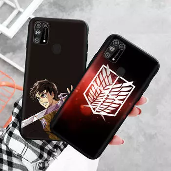 Черный чехол для Xiaomi Redmi 13C Note 9 iPhone XR 7 8 14 15 11 12 13 X XS Pro Max Samsung A25 S23 S24 FE Ultra Plus Attack on Titan Redmi Note 9S бездна