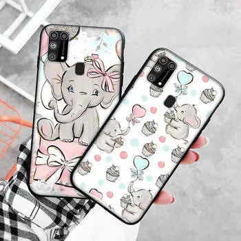 Черный чехол для Xiaomi Redmi 13C Note 9 iPhone XR 7 8 14 15 11 12 13 X XS Pro Max Samsung A25 S23 S24 FE Ultra Plus Elephant Xiaomi POCO F5 Pro 5G бездна