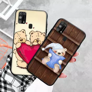 Черный чехол для Xiaomi Redmi 13C Note 9 iPhone XR 7 8 14 15 11 12 13 X XS Pro Max Samsung A25 S23 S24 FE Ultra Plus Teddy Doll Samsung A15 4G чёрный