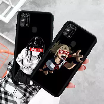 Черный чехол для Xiaomi Redmi 13C Note 9 iPhone XR 7 8 14 15 11 12 13 X XS Pro Max Samsung A25 S23 S24 FE Ultra Plus Waifu Anime Girl Samsung A22 4G бездна