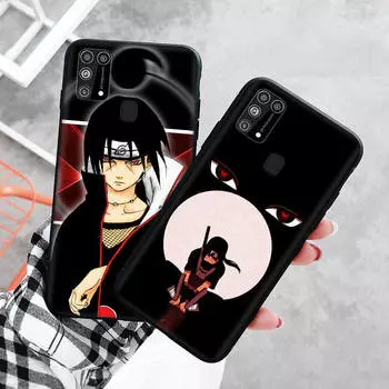 Черный чехол для Xiaomi Redmi 13C Note 9 iPhone XR 7 8 14 15 11 12 13 X XS Pro Max Samsung A25 S23 S24 FE Ultra Plus Наруто Итачи Учиха Redmi 6 бездна