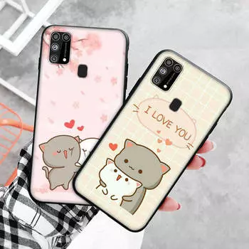Черный чехол для Xiaomi Redmi 13C Note 9 iPhone XR 7 8 14 15 11 12 13 X XS Pro Max Samsung A25 S23 S24 FE Ultra Plus Chibi Cats iPhone 15 Pro Max чёрный