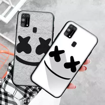 Черный чехол для Xiaomi Redmi 13C Note 9 iPhone XR 7 8 14 15 11 12 13 X XS Pro Max Samsung A25 S23 S24 FE Ultra Plus Marshmello Samsung S20 Ultra бездна