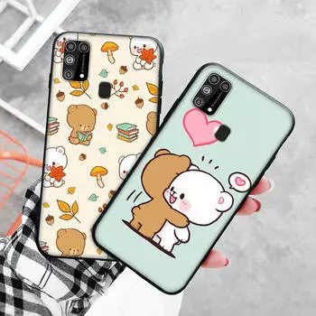 Черный чехол для Xiaomi Redmi 13C Note 9 iPhone XR 7 8 14 15 11 12 13 X XS Pro Max Samsung A25 S23 S24 FE Ultra Plus цвета мокко Bears iPhone XS бездна