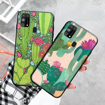 Черный чехол для Xiaomi Redmi 13C Note 9 iPhone XR 7 8 14 15 11 12 13 X XS Pro Max Samsung A25 S23 S24 FE Ultra Plus Cactus Samsung S21 бездна