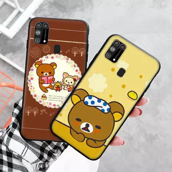 Черный чехол для Xiaomi Redmi 13C Note 9 iPhone XR 7 8 14 15 11 12 13 X XS Pro Max Samsung A25 S23 S24 FE Ultra Plus милый Rilakkuma Redmi 9C NFC бездна