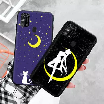 Черный чехол для Xiaomi Redmi 13C Note 9 iPhone XR 7 8 14 15 11 12 13 X XS Pro Max Samsung A25 S23 S24 FE Ultra Plus Sailor Moon Samsung A15 4G бездна