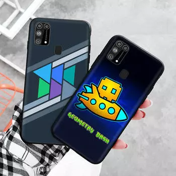 Черный чехол для Xiaomi Redmi 13C Note 9 iPhone XR 7 8 14 15 11 12 13 X XS Pro Max Samsung A25 S23 S24 FE Ultra Plus Geometry Dash Redmi Note 12 4G бездна