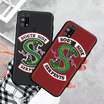 Черный чехол для Xiaomi Redmi 13C Note 9 iPhone XR 7 8 14 15 11 12 13 X XS Pro Max Samsung A25 S23 S24 FE Ultra Plus Южная сторона змеи Samsung A15 5G бездна